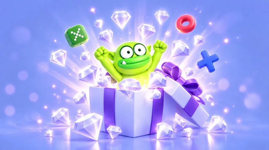 Oxi bursts out of a gift box full of White Diamonds